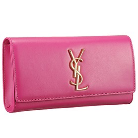 Saint Laurent Classic Monogram Clutch Fuchsia 608325