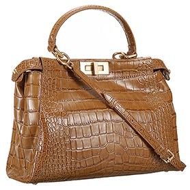 Fendi Small Peekaboo Tan Leather Bag 608303