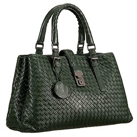 Bottega Veneta Intrecciato Nappa Top Large Handle Green Bag