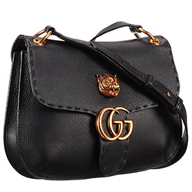 Gucci Marmont Leather Shoulder Bag Black