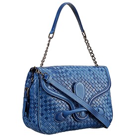 Bottega Veneta Rialto Shoulder Blue Bag