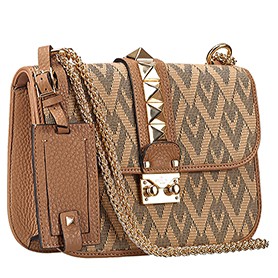 Valentino Viva Valentino Fabric Rockstud Bag Tan