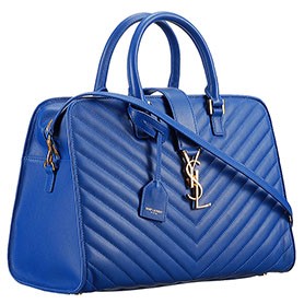 Saint Laurent Monogram Cabas Royal Blue Matelasse Leather Bag