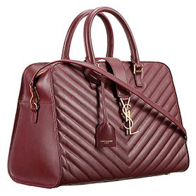 Saint Laurent Monogram Cabas Bordeaux Matelasse Leather Bag
