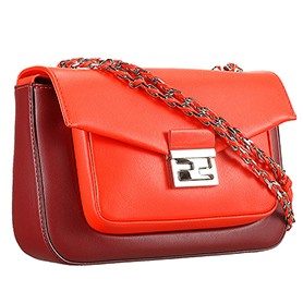 Fendi  Be Baguette Bicolor Poppy Red and Bordeaux Bag