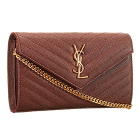 Saint Laurent Classic Monogramme Chain Wallet Brown