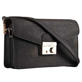 Prada Saffiano Leather Lux Small Black Bag