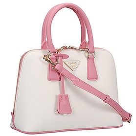 Prada Saffiano Promenade Pink and White Tote