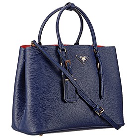 Prada Saffiano Soft Double Bag Blue