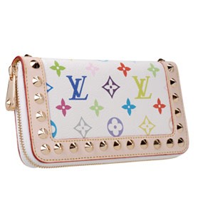 Louis Vuitton Studded Zipped Long White Murakami Wallet