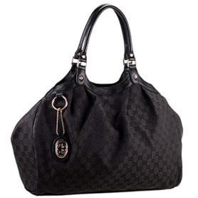 Gucci Sukey Large Tote Black Trim Black Fabric