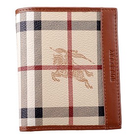 Burberry Haymarket Check Folding 6 Cards Wallet Brown