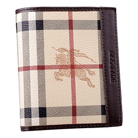 Burberry Haymarket Check Folding 6 Cards Wallet Black