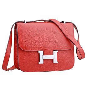 Hermes Constance Red with Silver Buckle