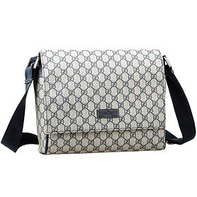 Gucci Monogram Canvas Messenger Flap Bag Navy