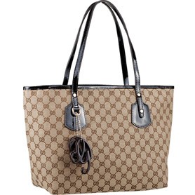 Gucci Heart Bit Canvas Large Tote Brown