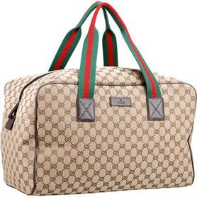 Gucci Medium Carry On Duffle Bag in Beige Monogram Canvas