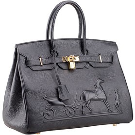 Hermes Birkin Horse Embossed Gold Hardware Tote Black