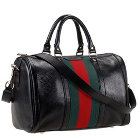 Gucci Vintage Web Medium Boston Black Bag