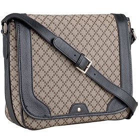 Gucci Canvas Medium Flap Messenger Bag Black Trim