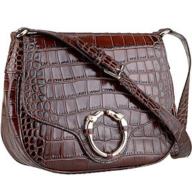 Gucci Ribot Horse Head Bourgundy Croc Leather Flap Bag