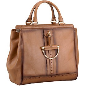 Gucci Duilio Brogue Tan Leather Top Handle Bag