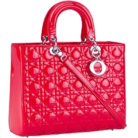 Dior Medium  Lady Cannage Bag Patent Leather Red