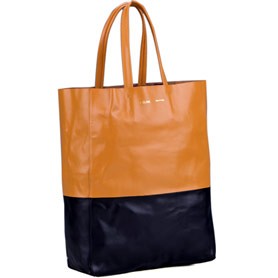 Celine Cabas Gusset Beige Black Leather Tote