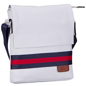 Gucci Web White Leather Small Messenger Bag
