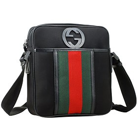 Gucci Canvas Shoulder Bag Black with Web Detail