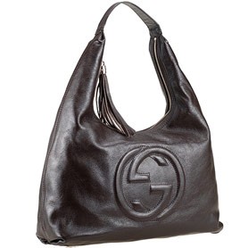 Gucci Soho Large Hobo with Embossed Interlocking G Dark Brown