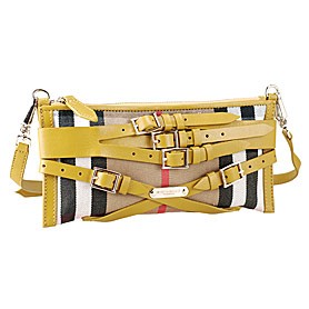 Burberry Small Bridle House Check Belted Clutch Yellow