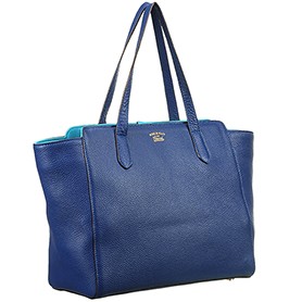Gucci Swing Leather Tote Dark Blue Medium 607683
