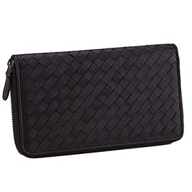 Bottega Veneta  Intrecciato Nappa Zip Around Wallet Black
