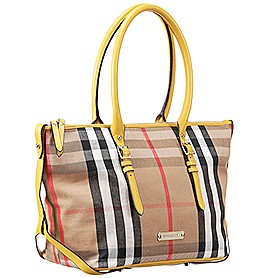 Burberry Medium Bridle House Check Tote Bag Yellow 607784