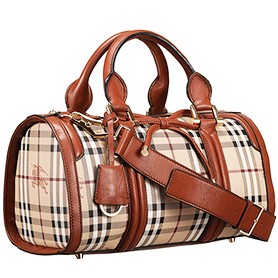 Burberry Check Haymarket Bowler Bag Brown 607785