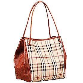 Burberry Small Haymarket Check Tote Bag Brown 607795