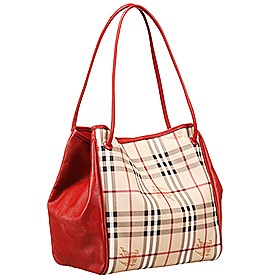 Burberry Small Haymarket Check Tote Bag Red 607796