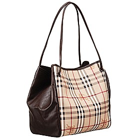 Burberry Small Haymarket Check Tote Bag Brown 607797