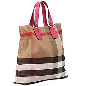 Burberry Medium Canvas Check Tote Bag Pink 607804