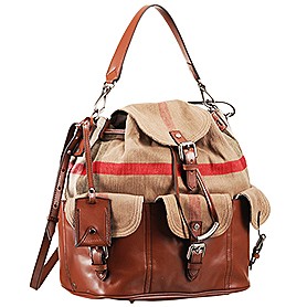 Burberry Large Canvas Check Backpack Brown 607805