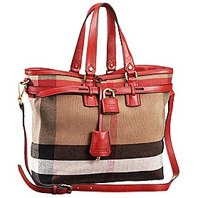 Burberry Canvas Check Traveller Bag Red 607809