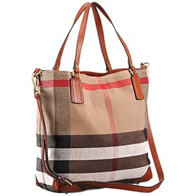 Burberry Large Canvas Check Tote Bag Brown 607811