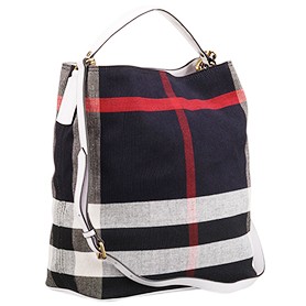 Burberry Medium Canvas Hobo Bag Dark Blue 607821