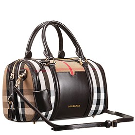 Burberry Sartorial House Check Bowling Bag Black 607823