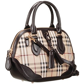 Burberry Large Tassel Bowler Bag Brown 607828