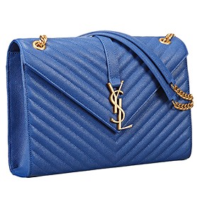 Saint Laurent Classic Monogram Satchel Rolay Blue 607883
