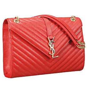Saint Laurent Classic Monogram Satchel Red 607884