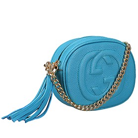 Gucci Soho Leather Mini Chain Bag Teal 607945