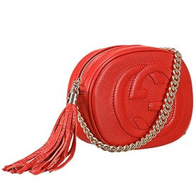 Gucci Soho Leather Mini Chain Bag Red 607946